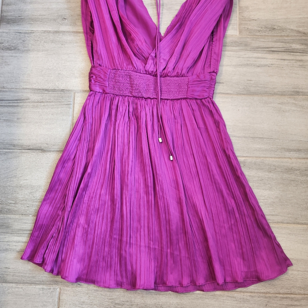 Steve Madden mini dress XS magenta pink Camilea pleated A-line party new $90 - Picture 14 of 15